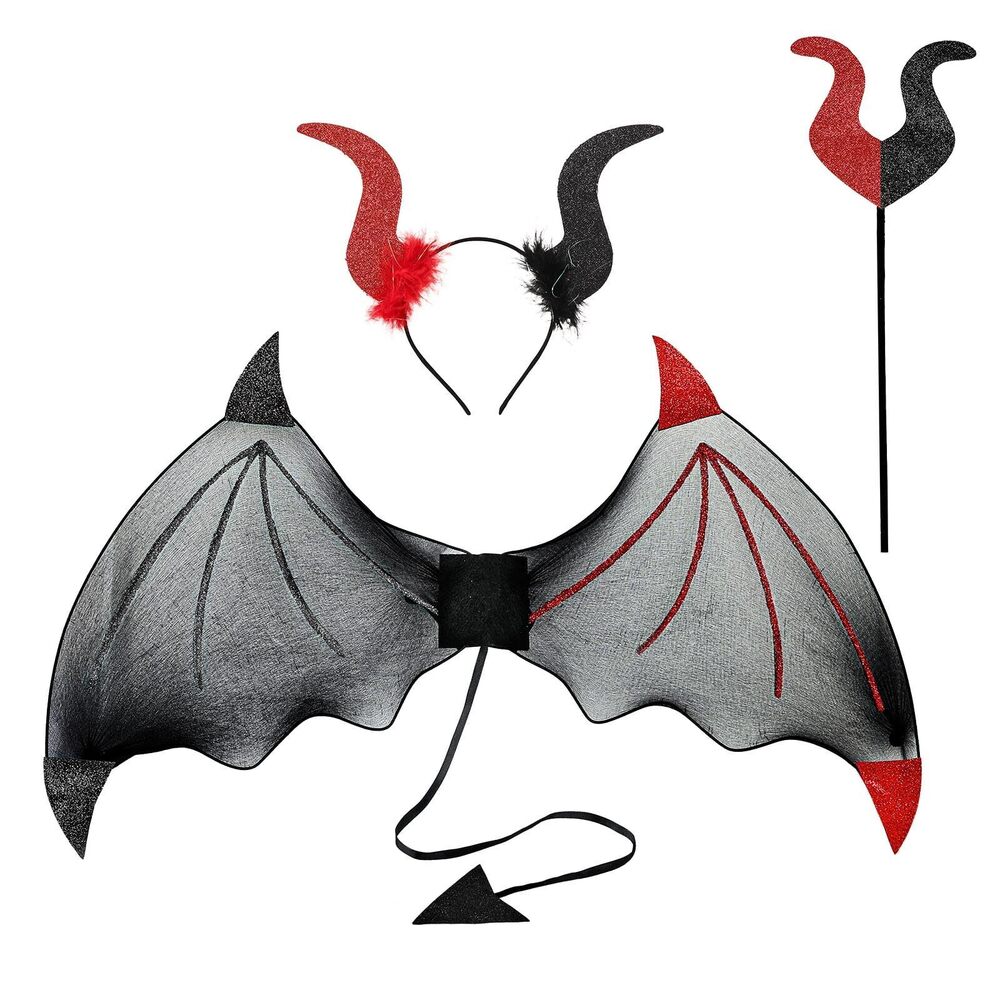 3769 3pcs Devil Costume Wings Devil Horns And Pitchfork Devil